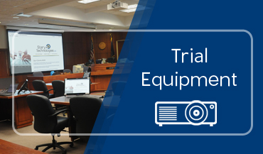 Trial equipment: image of courtroom with audio video equipment installed